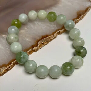 Artisan 10mm New Jade Stretch Beaded Bracelet